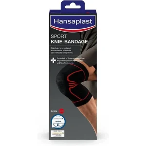 Hansaplast Kniebandage Sport, Schwarz, Mit Silikonring, Größe S/M 17