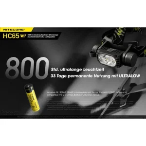 Nitecore Stirnlampe HC65 V2 LED, 1750 Lumen, USB, Akku, Rotlicht, Wasserdicht 16