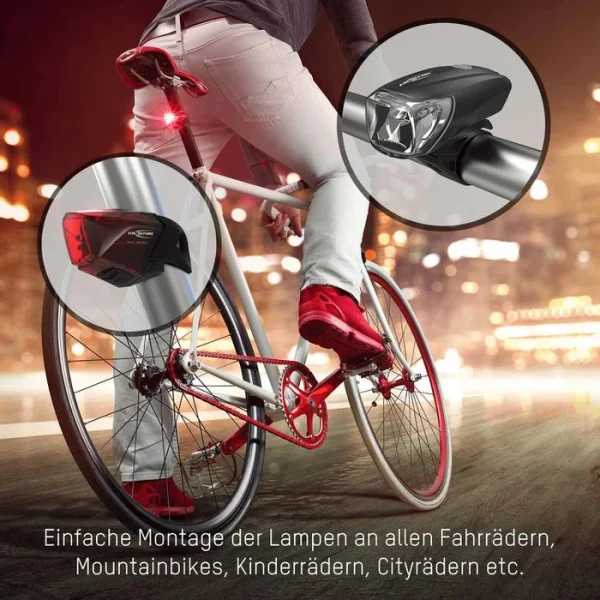 Ansmann Fahrradbeleuchtung CREE LED, Front-/ Rücklicht Set, LED, 35 Lux, USB Aufladbar 4