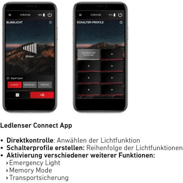 Ledlenser Stirnlampe H7R Signature LED, 1.200 Lumen, Akku, App 5