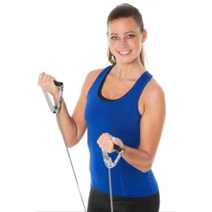 THERABAND Fitnessband Tubing, 1,4m, Super Starker Widerstand, Mit Flexiblen Griffen 10