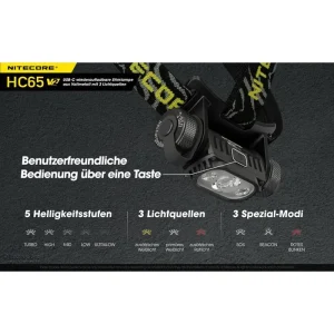 Nitecore Stirnlampe HC65 V2 LED, 1750 Lumen, USB, Akku, Rotlicht, Wasserdicht 18