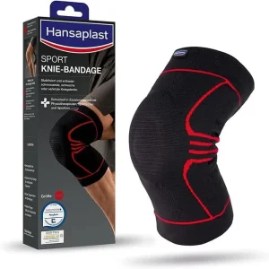 Hansaplast Kniebandage Sport, Schwarz, Mit Silikonring, Größe S/M 15