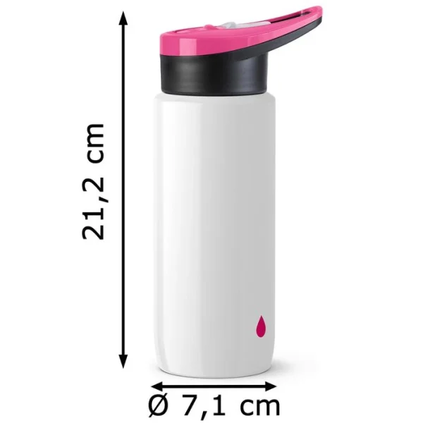 Emsa Trinkflasche Drink2Go Light Steel N30106, 0,7 L, Edelstahl, Weiß / Pink 9