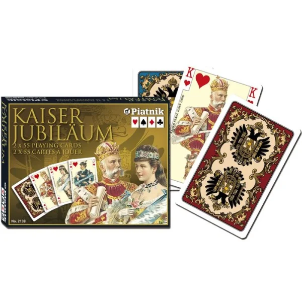 Piatnik Spielkarten 213847 Kaiser Jubiläum, 2×55 Karten, Papier, Franz. Bild, Bridge, Canasta 1