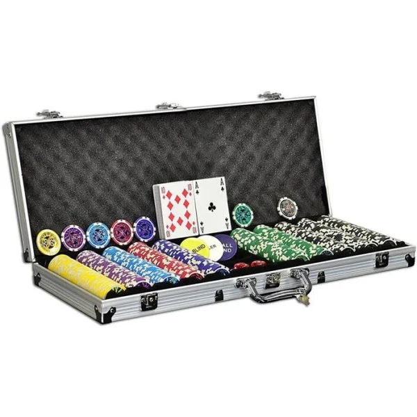 Nexos Pokerkoffer FP32509, 500 Chips, Aluminium-Koffer, 2 Decks, Dealer Button, Würfel 1