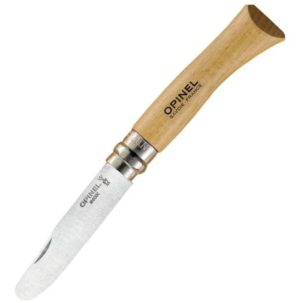 Opinel Klappmesser No.7, Kindermesser-Set, Mit Etui, Klingenlänge 7,5cm, Buche, Braun 3