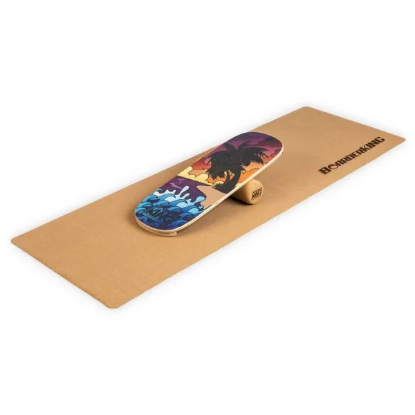 BoarderKING Balance-Board Indoorboard Classic, Set, 75x27x5 Cm, Inkl. Rolle & Bodenmatte, Beach 1